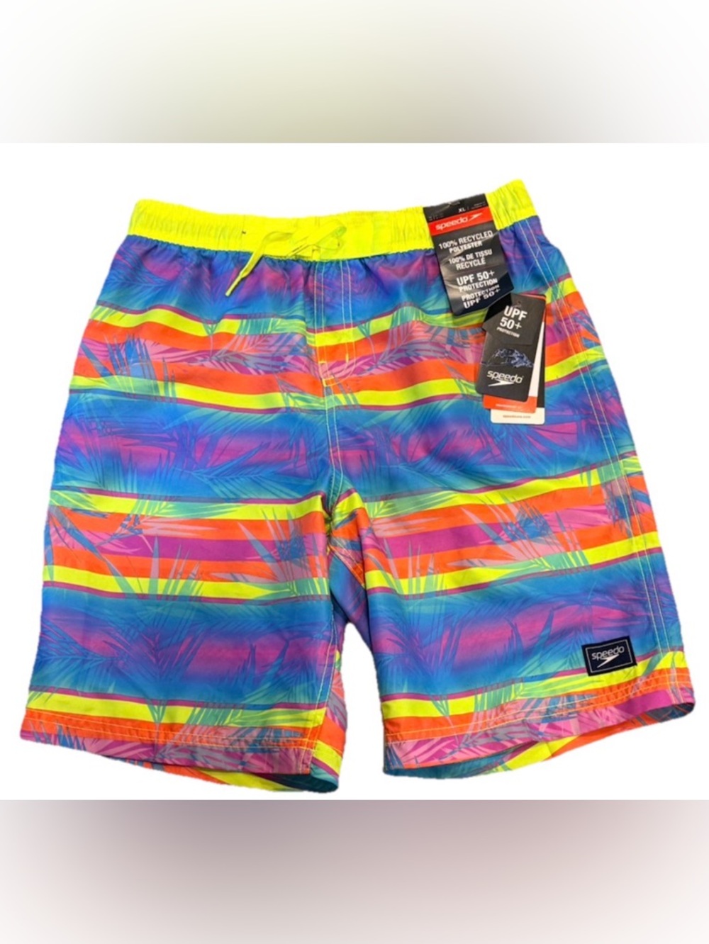 Speedo Boys Swim Trunks XL 18/20 Neon Tropical Rainbow NWT